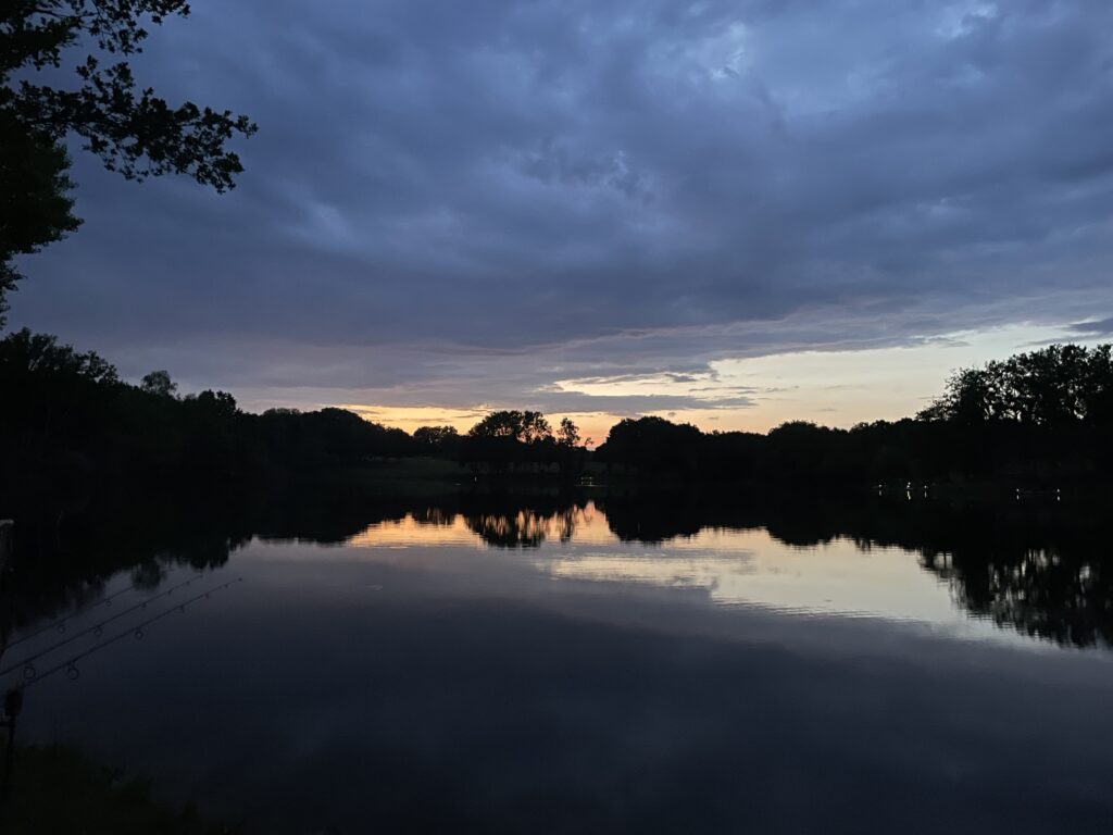 Sunset over Villedieu Lake in the Haute-Vienne countryside